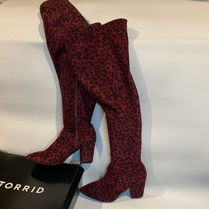 Torrid over knee plus size cheetah boots